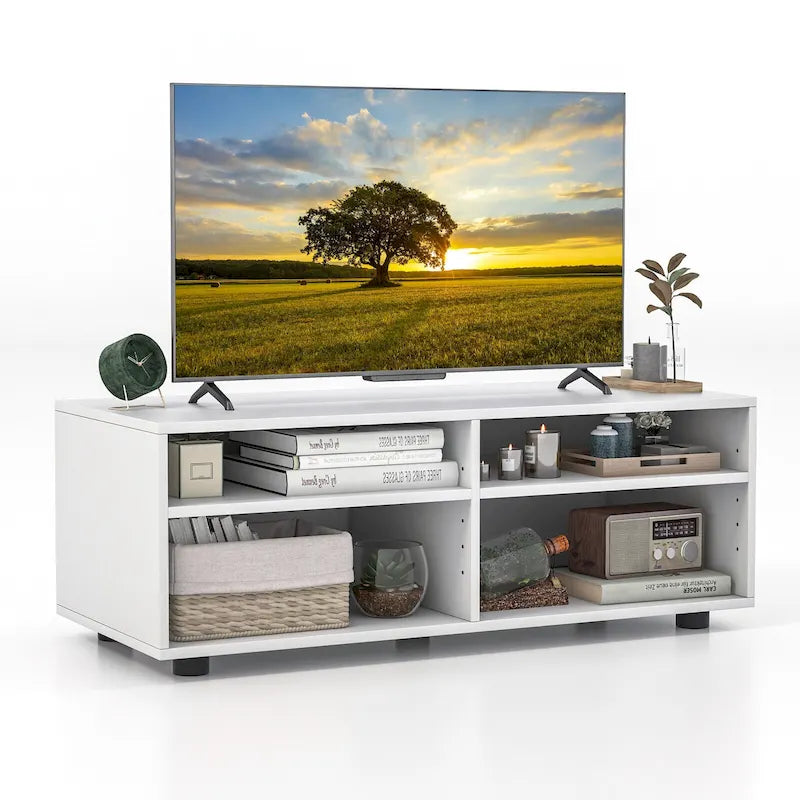 Meuble TV avec 4 casiers, blanc