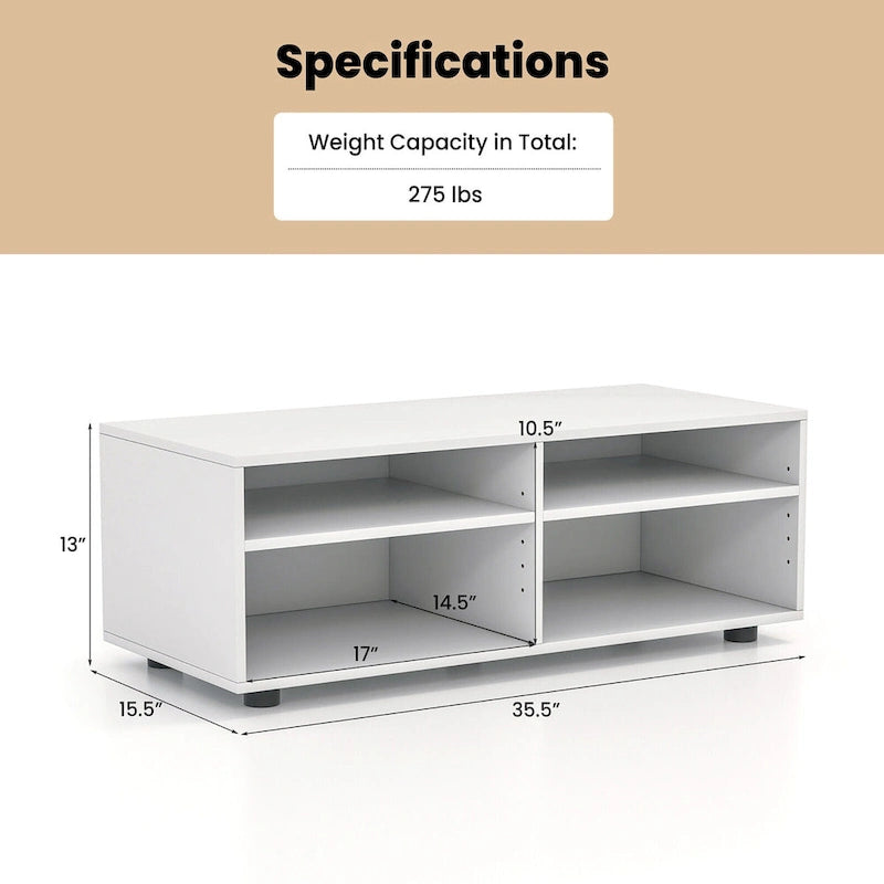 Meuble TV avec 4 casiers, blanc