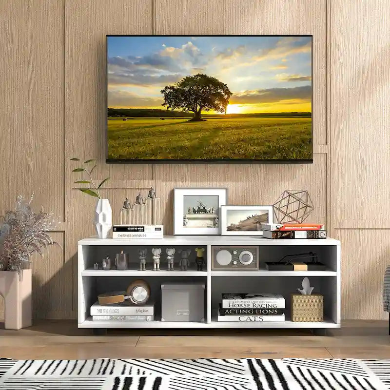 Meuble TV avec 4 casiers, blanc