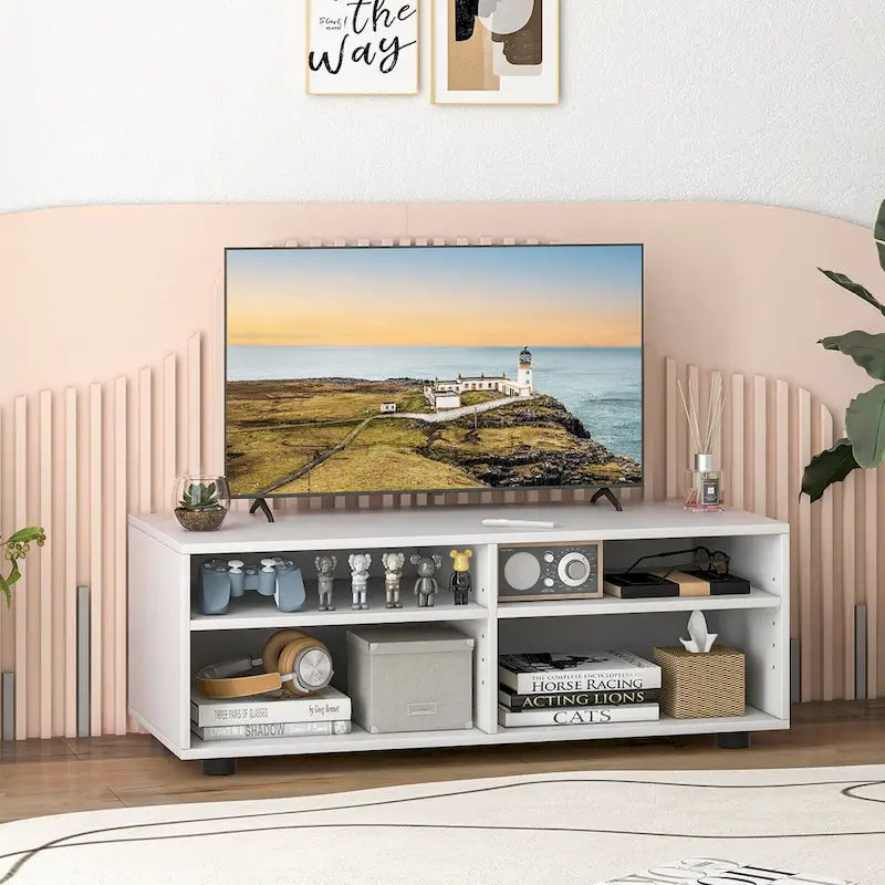 Meuble TV avec 4 casiers, blanc