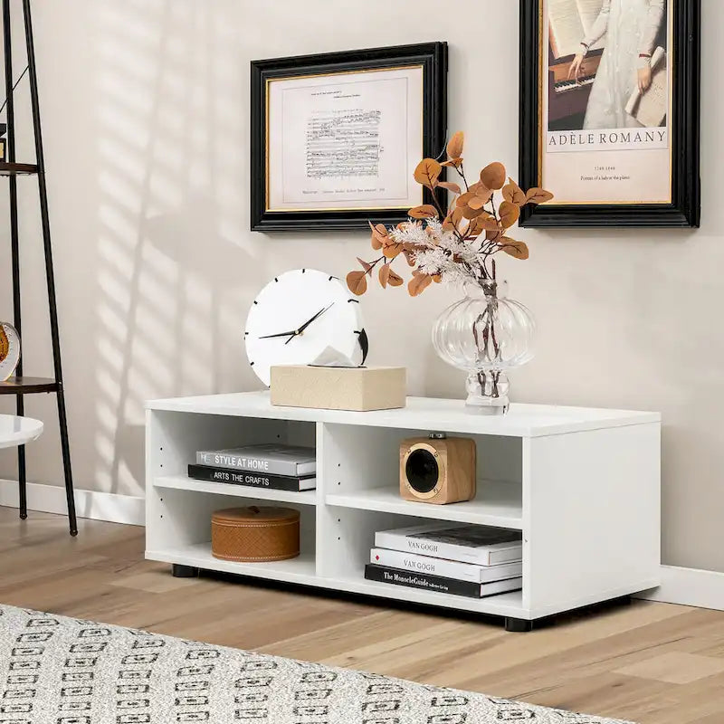 Meuble TV avec 4 casiers, blanc