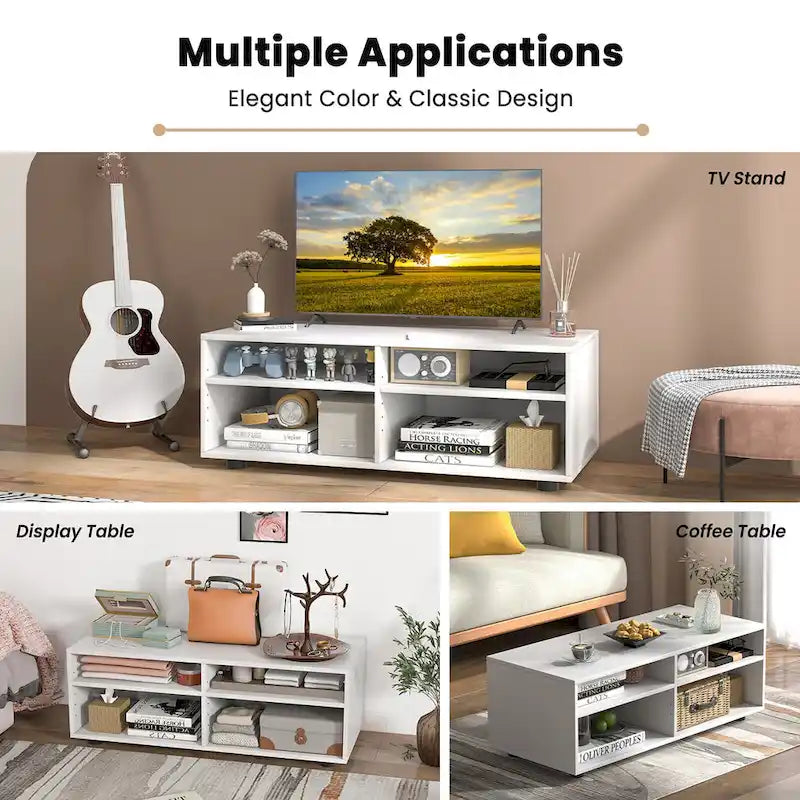 Meuble TV avec 4 casiers, blanc