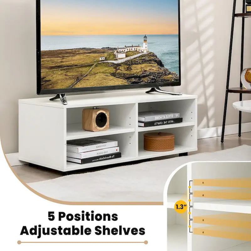 Meuble TV avec 4 casiers, blanc