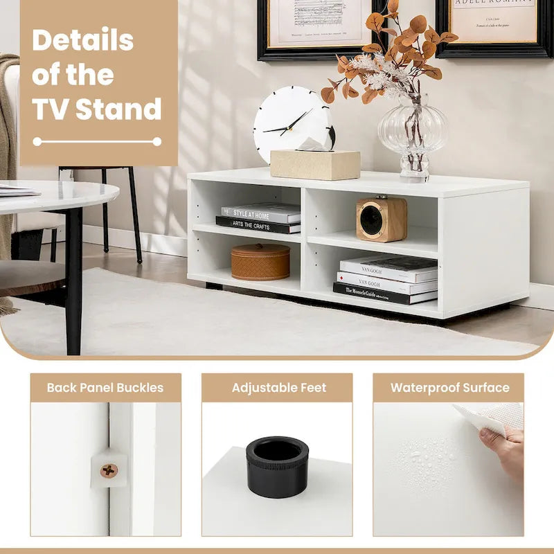 Meuble TV avec 4 casiers, blanc