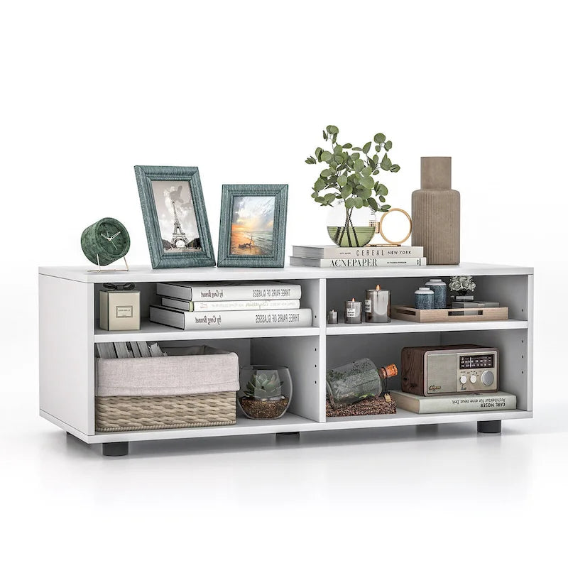 Meuble TV avec 4 casiers, blanc