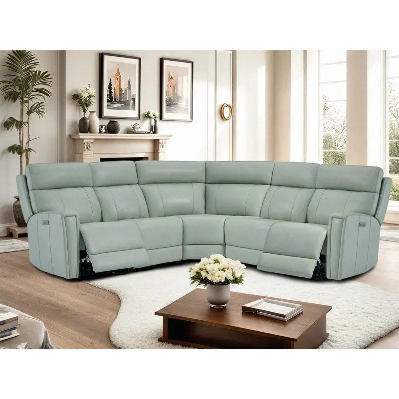 Canapé d'angle inclinable électrique en cuir véritable 3 couleurs 104 W avec gravité zéro, ports USB et USB-C, fauteuils sans accoudoirs