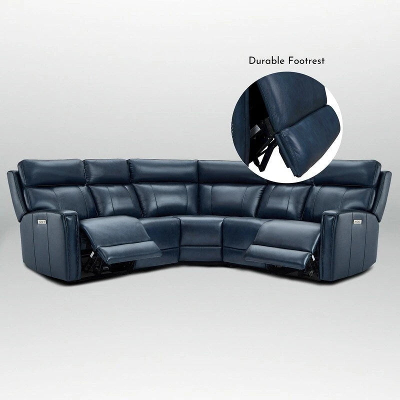 Canapé d'angle inclinable électrique en cuir véritable 3 couleurs 104 W avec gravité zéro, ports USB et USB-C, fauteuils sans accoudoirs