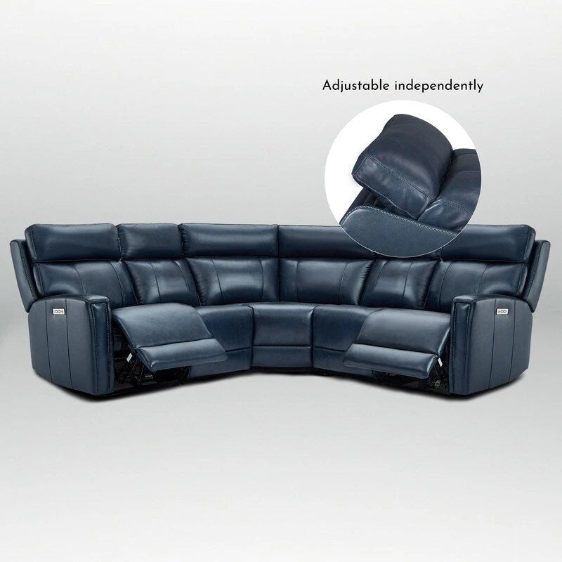 Canapé d'angle inclinable électrique en cuir véritable 3 couleurs 104 W avec gravité zéro, ports USB et USB-C, fauteuils sans accoudoirs