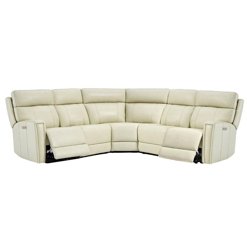 Canapé d'angle inclinable électrique en cuir véritable 3 couleurs 104 W avec gravité zéro, ports USB et USB-C, fauteuils sans accoudoirs