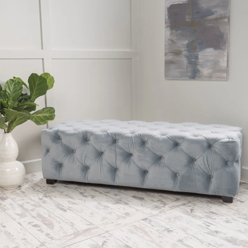 Banc ottoman en velours capitonné Glam