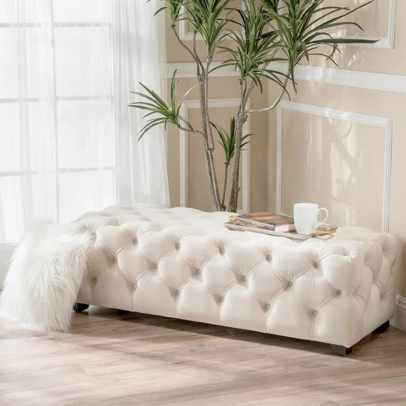 Banc ottoman en velours capitonné Glam