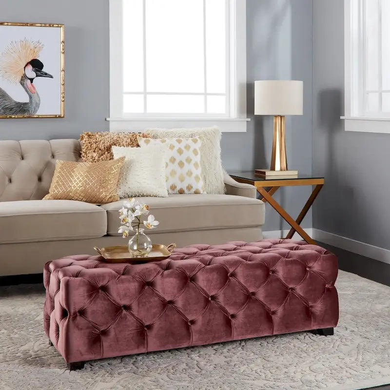 Banc ottoman en velours capitonné Glam