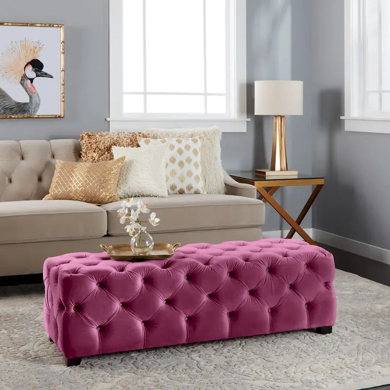 Banc ottoman en velours capitonné Glam
