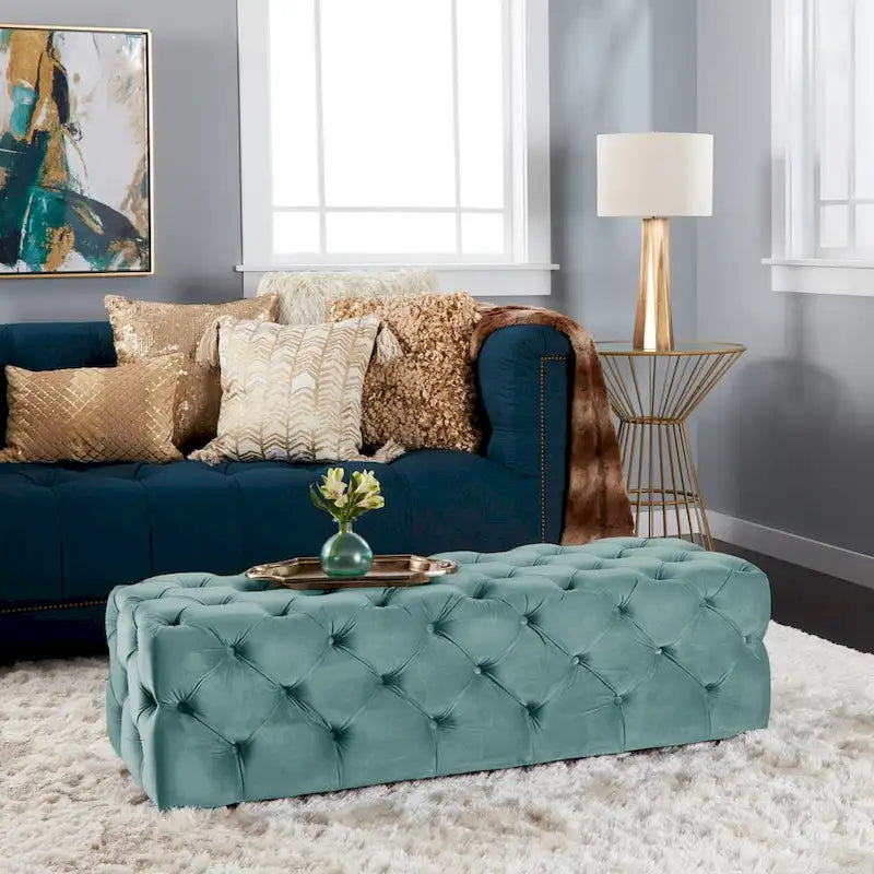 Banc ottoman en velours capitonné Glam