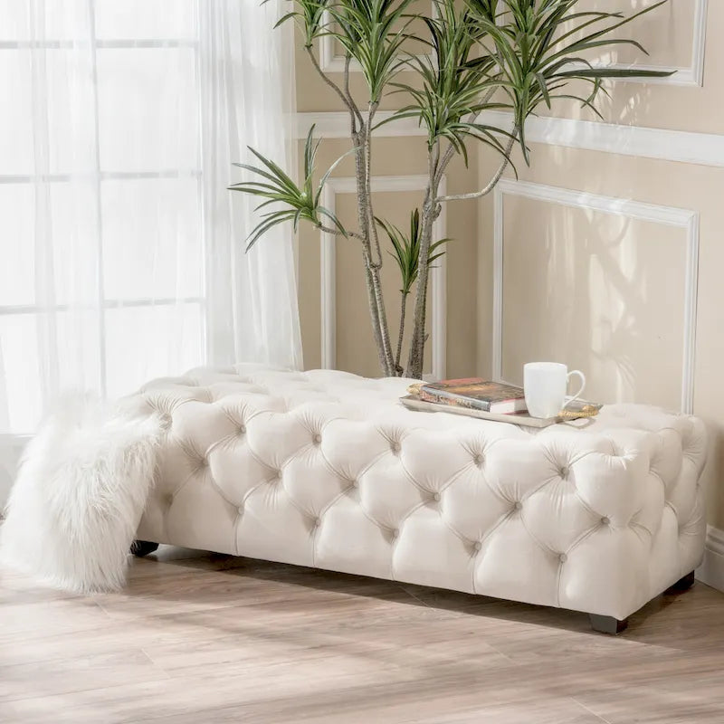 Banc ottoman en velours capitonné Glam