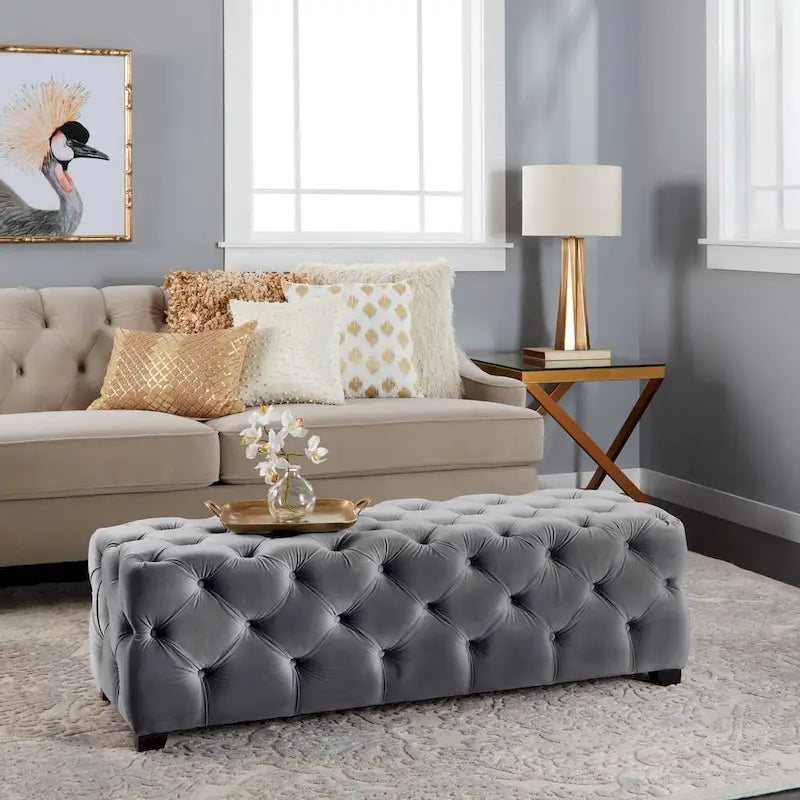 Banc ottoman en velours capitonné Glam