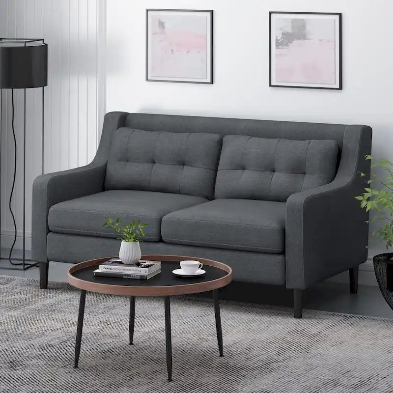 Causeuse en tissu contemporaine avec surpiqûres touffetées gaufrées