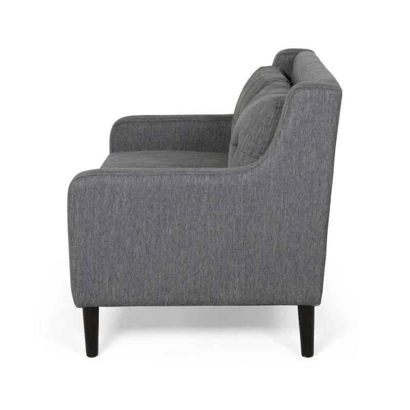 Causeuse en tissu contemporaine avec surpiqûres touffetées gaufrées