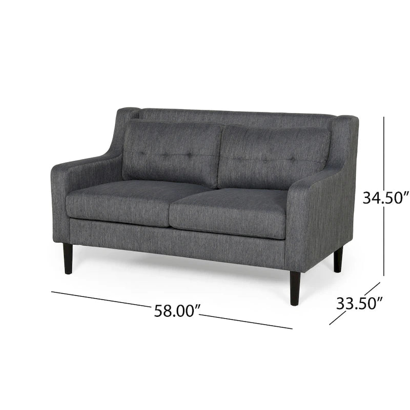 Causeuse en tissu contemporaine avec surpiqûres touffetées gaufrées