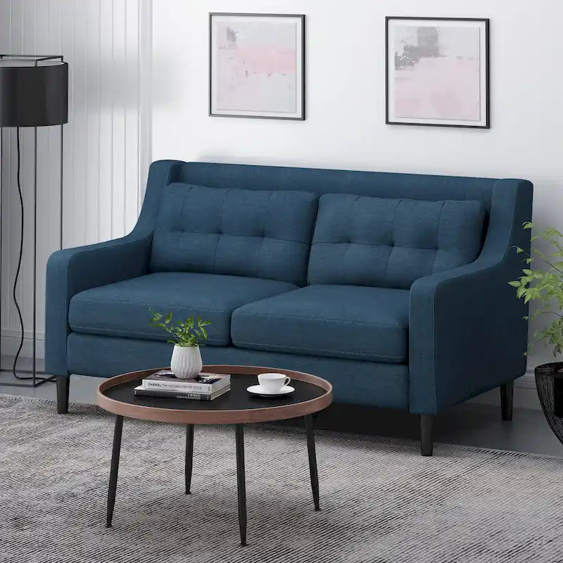 Causeuse en tissu contemporaine avec surpiqûres touffetées gaufrées