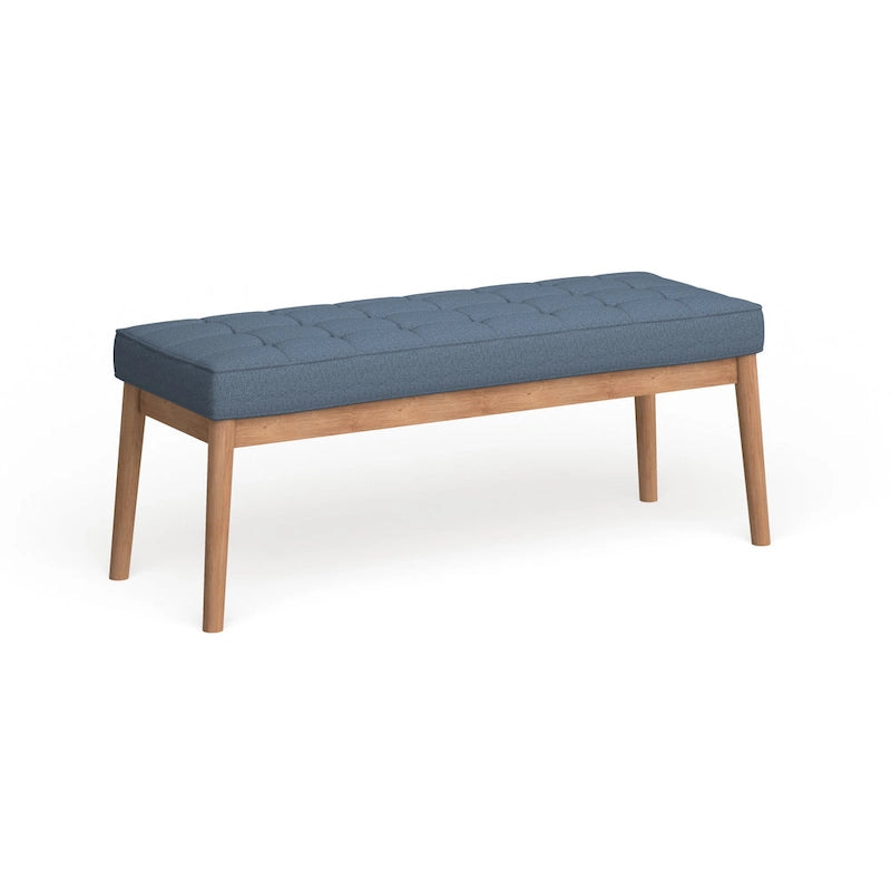 Banc ottoman capitonné en tissu, style milieu de siècle