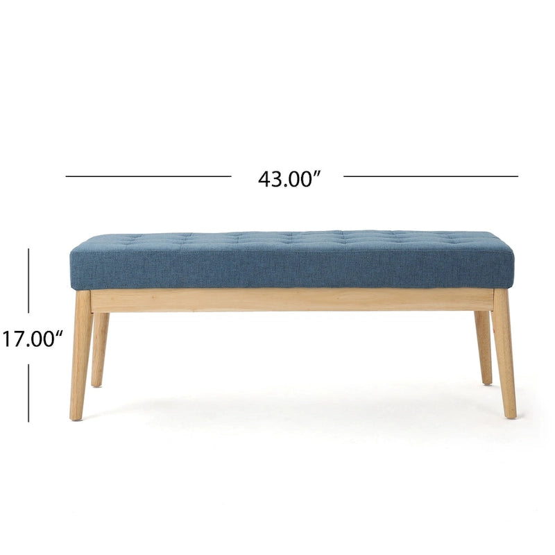 Banc ottoman capitonné en tissu, style milieu de siècle