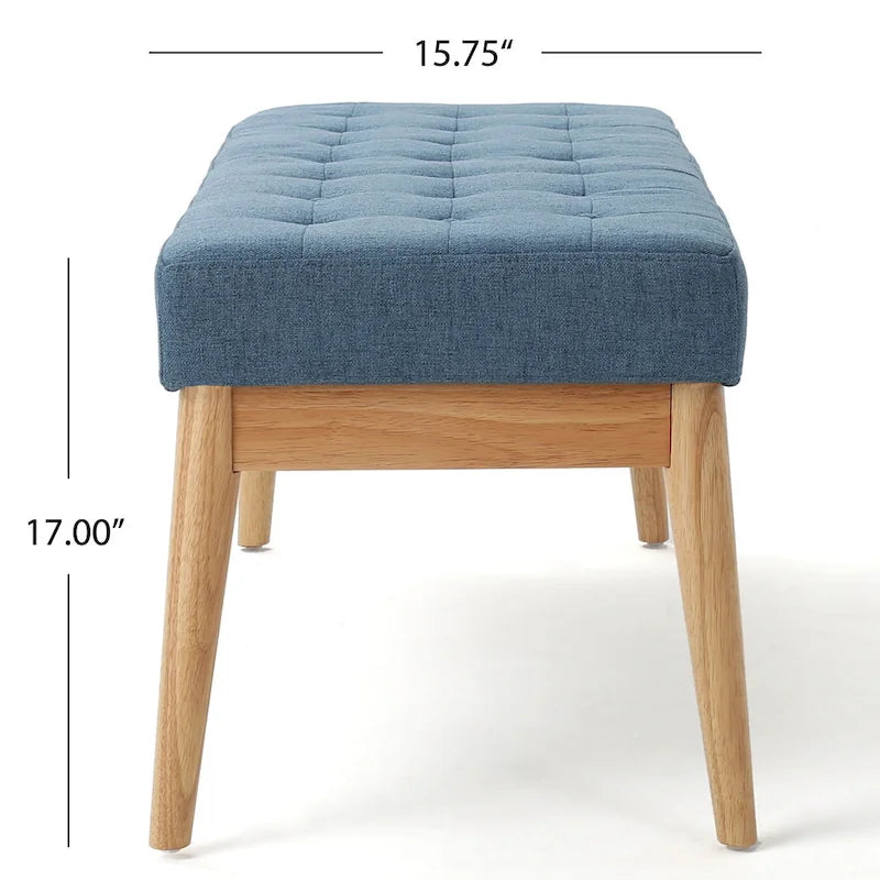 Banc ottoman capitonné en tissu, style milieu de siècle