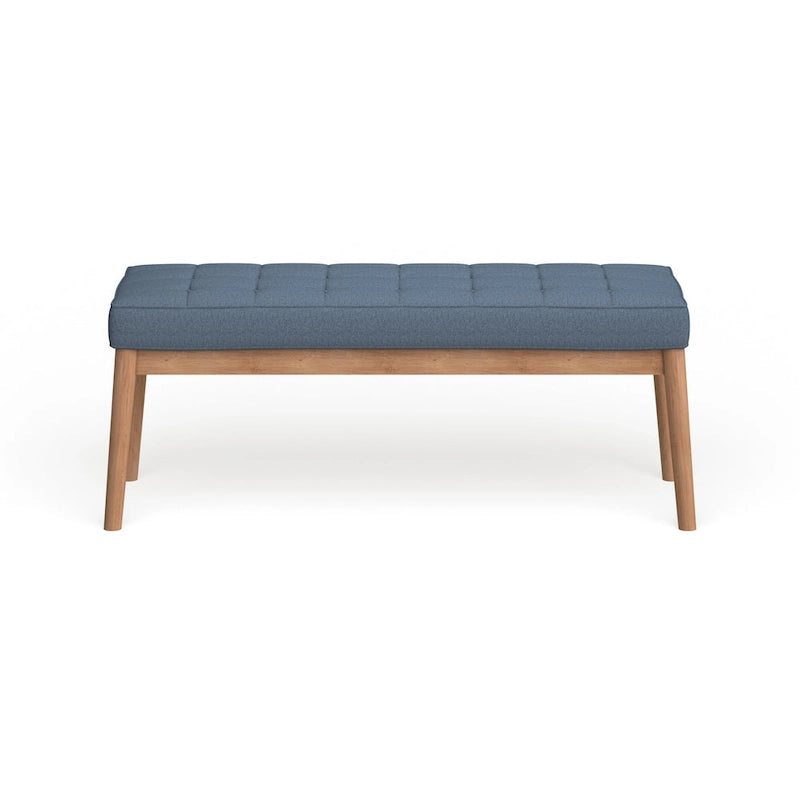 Banc ottoman capitonné en tissu, style milieu de siècle