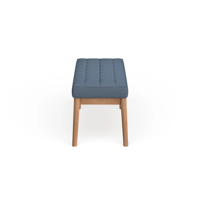 Banc ottoman capitonné en tissu, style milieu de siècle