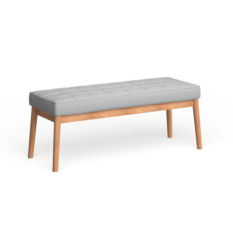 Banc ottoman capitonné en tissu, style milieu de siècle