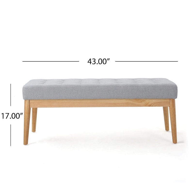 Banc ottoman capitonné en tissu, style milieu de siècle