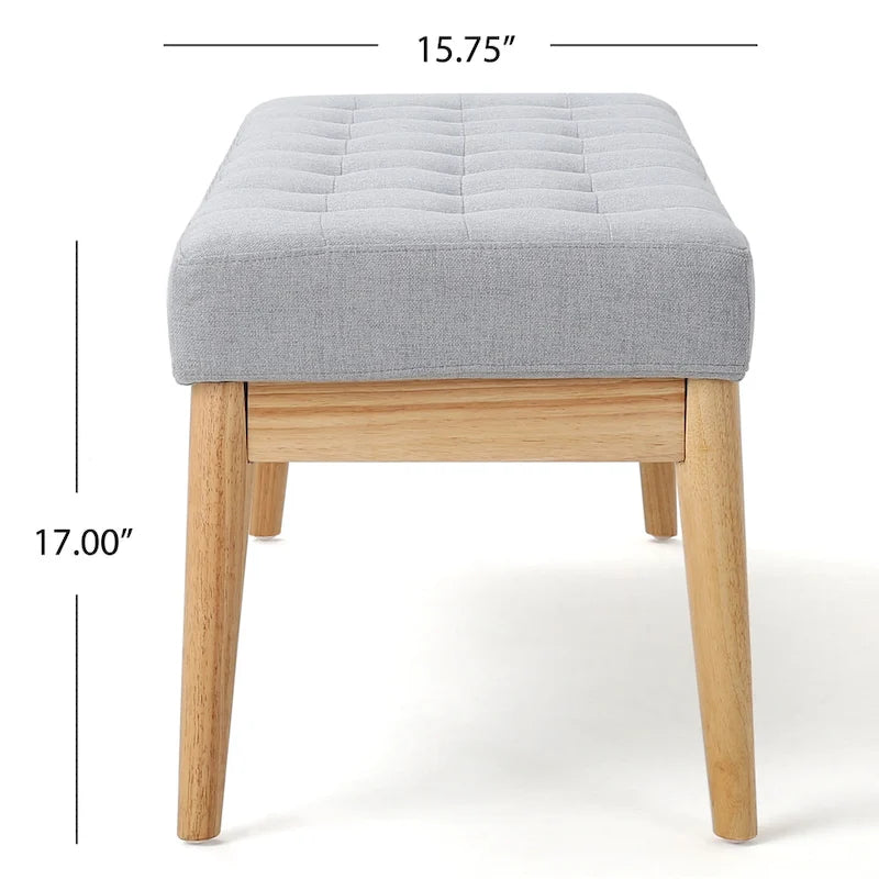 Banc ottoman capitonné en tissu, style milieu de siècle