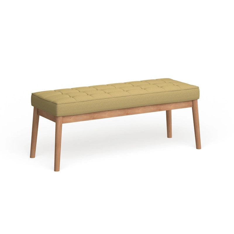 Banc ottoman capitonné en tissu, style milieu de siècle