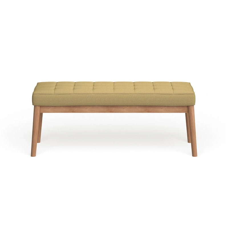 Banc ottoman capitonné en tissu, style milieu de siècle