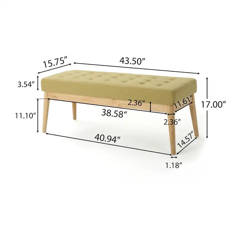 Banc ottoman capitonné en tissu, style milieu de siècle