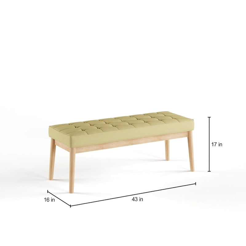 Banc ottoman capitonné en tissu, style milieu de siècle
