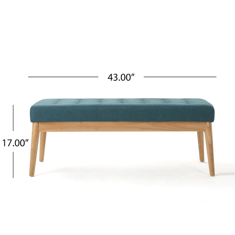Banc ottoman capitonné en tissu, style milieu de siècle