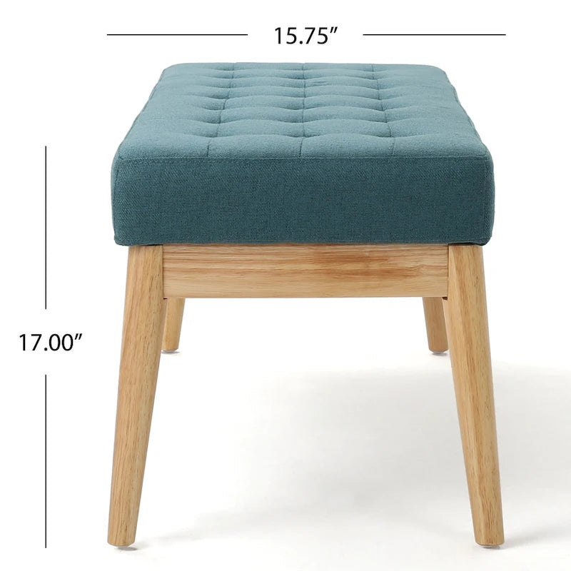 Banc ottoman capitonné en tissu, style milieu de siècle