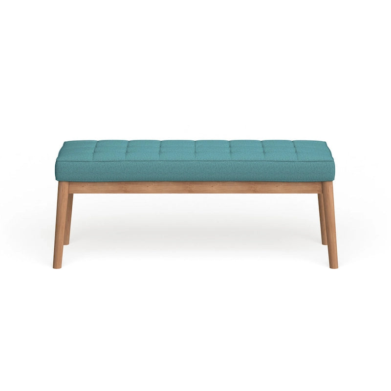 Banc ottoman capitonné en tissu, style milieu de siècle