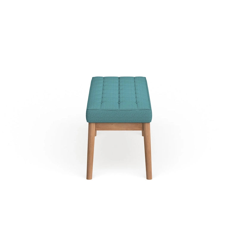 Banc ottoman capitonné en tissu, style milieu de siècle