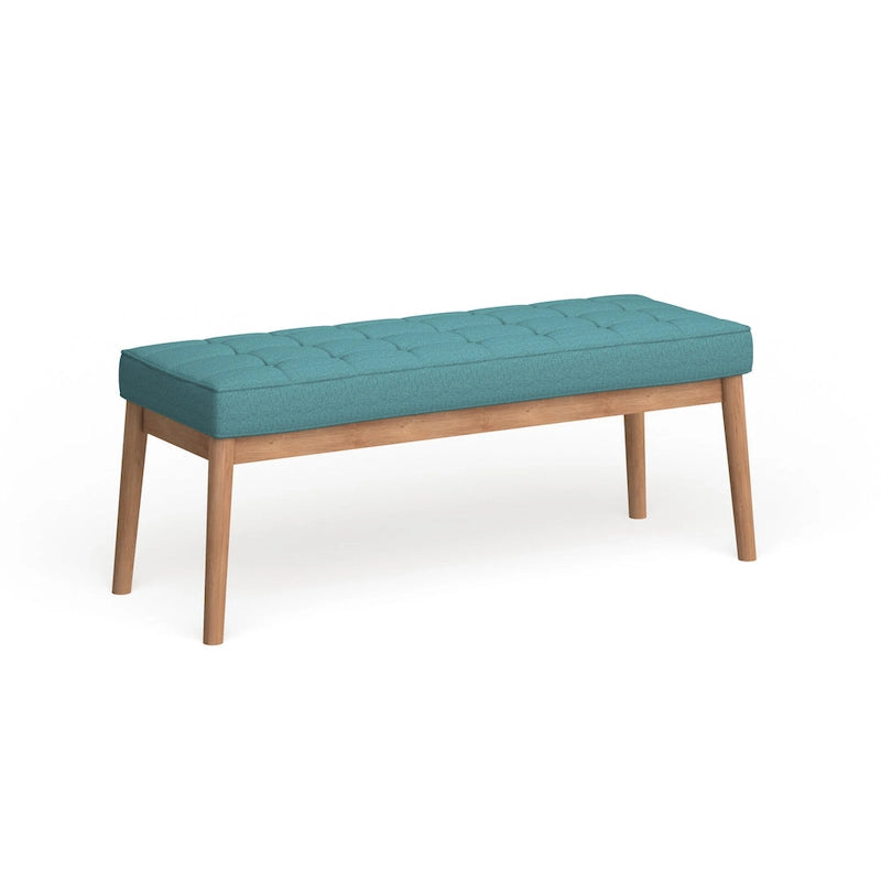 Banc ottoman capitonné en tissu, style milieu de siècle