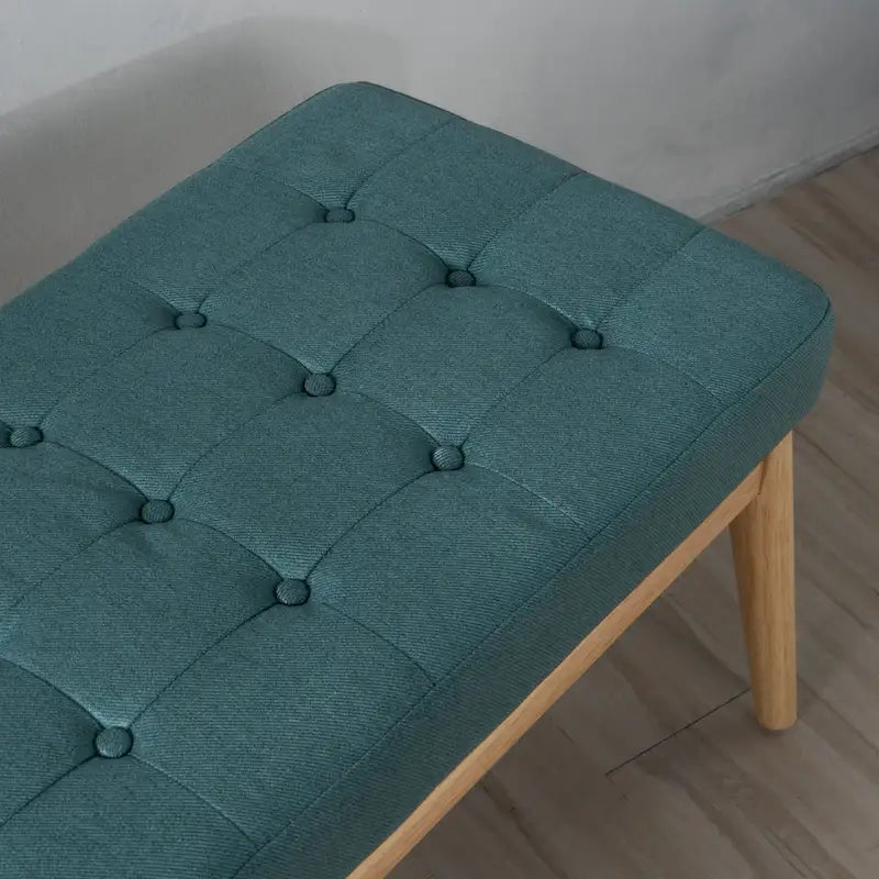 Banc ottoman capitonné en tissu, style milieu de siècle