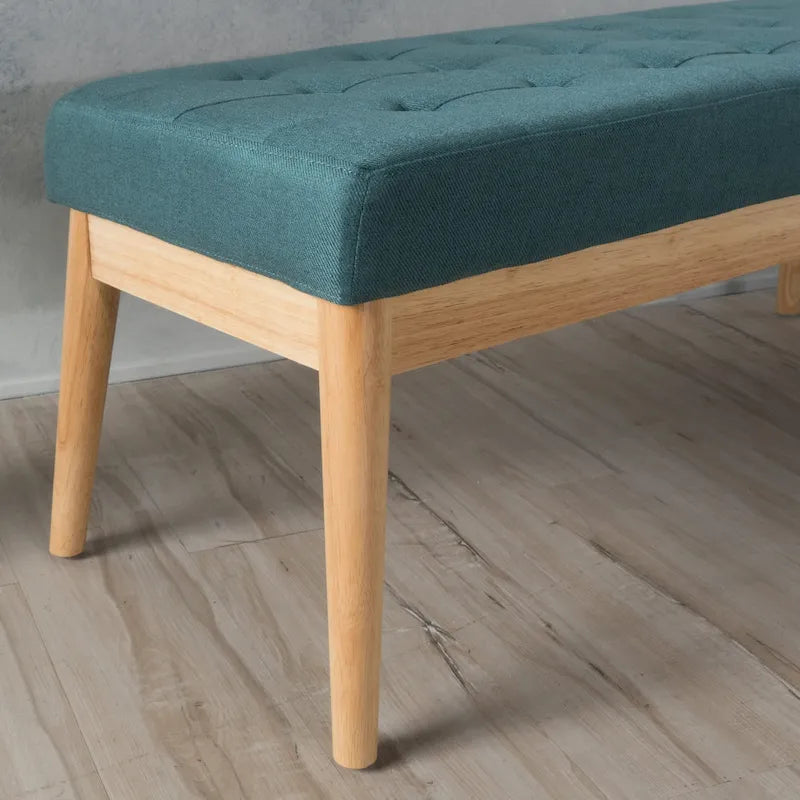Banc ottoman capitonné en tissu, style milieu de siècle