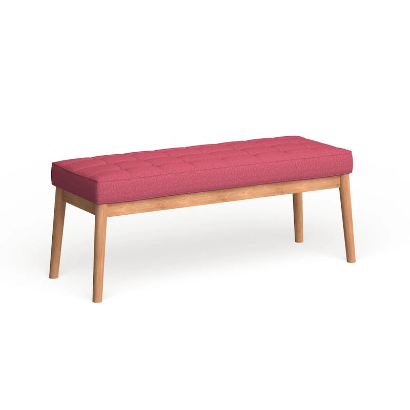 Banc ottoman capitonné en tissu, style milieu de siècle