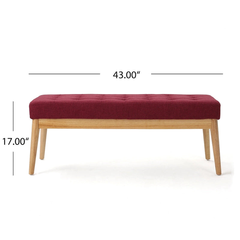 Banc ottoman capitonné en tissu, style milieu de siècle