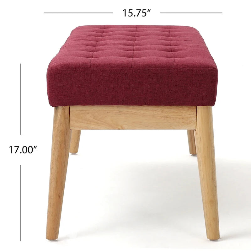 Banc ottoman capitonné en tissu, style milieu de siècle