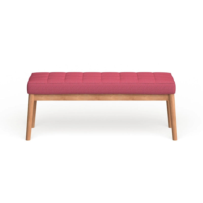 Banc ottoman capitonné en tissu, style milieu de siècle