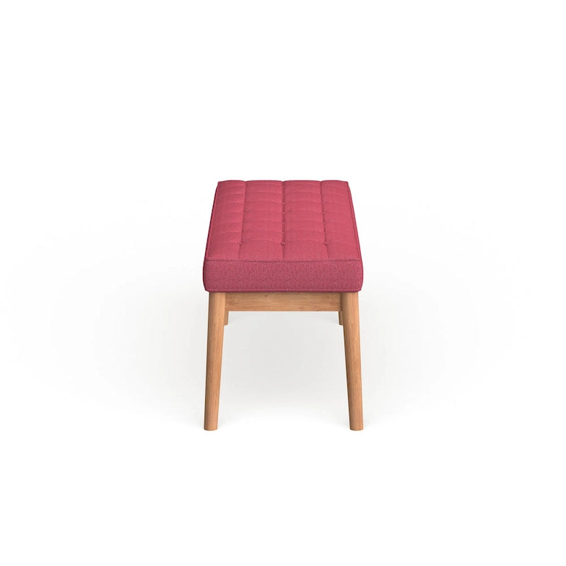 Banc ottoman capitonné en tissu, style milieu de siècle