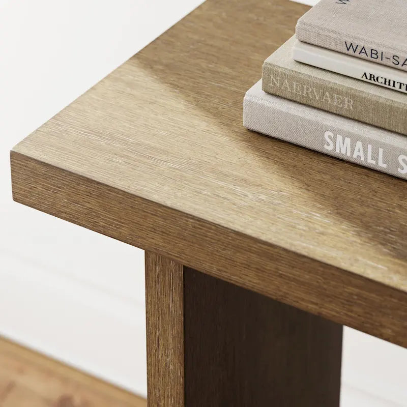 Table console à 2 niveaux de style rustique avec finition en bois brossé