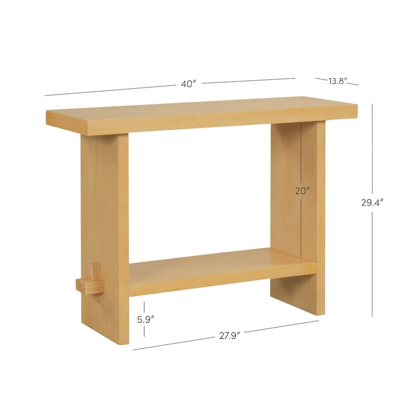 Table console à 2 niveaux de style rustique avec finition en bois brossé